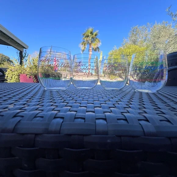 Acrylic Stemless Wine Tumbler 4 Piece Set with Messages of Kindness NWT - Picture 12 of 13